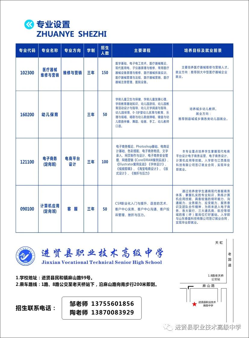 進(jìn)賢縣職業(yè)技術(shù)高級(jí)中學(xué)招生專業(yè)